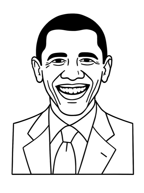 Barack Obama — Design 1 coloring page - free printable for kids