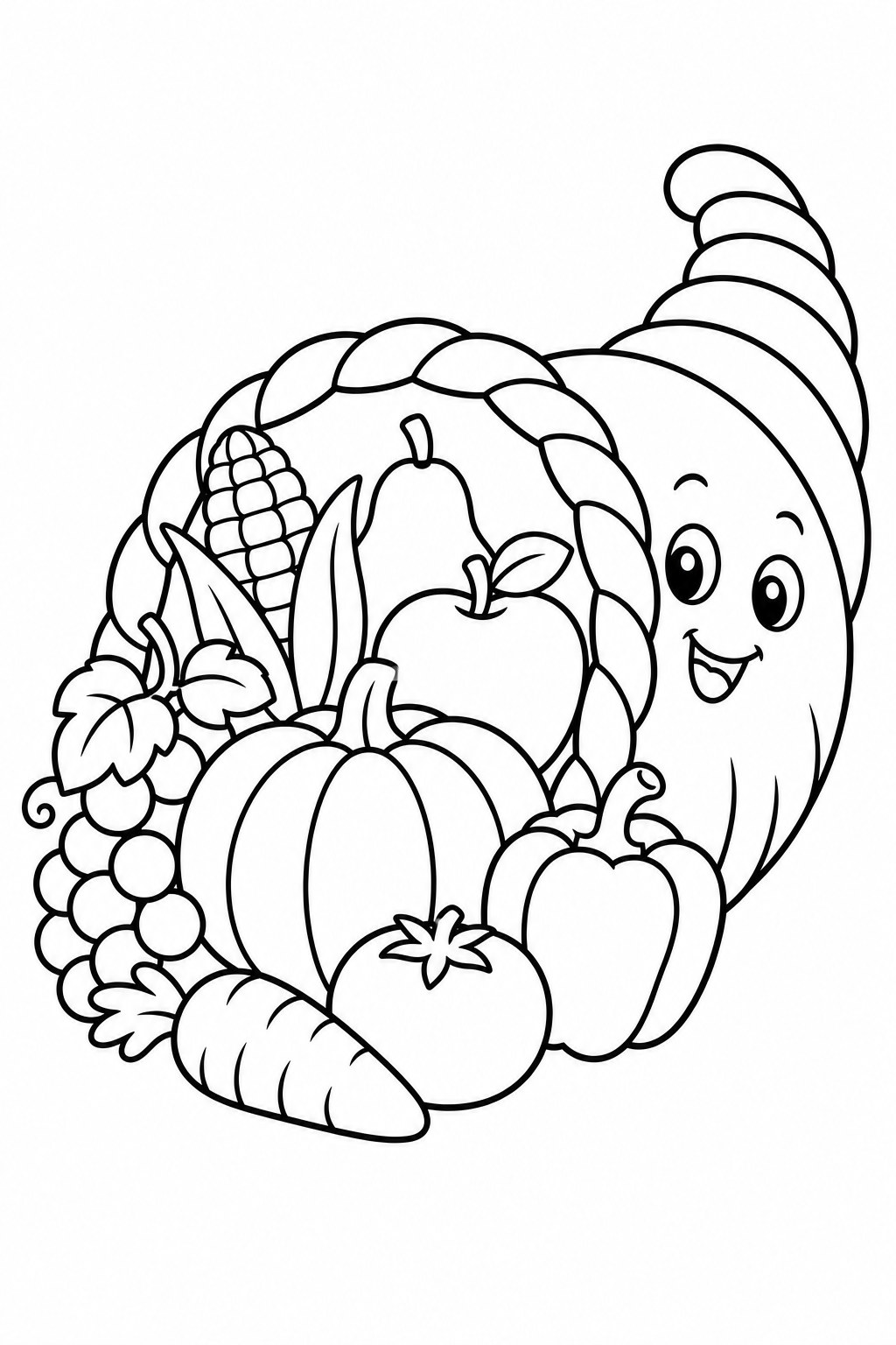 Cornucopia coloring page - free printable for kids