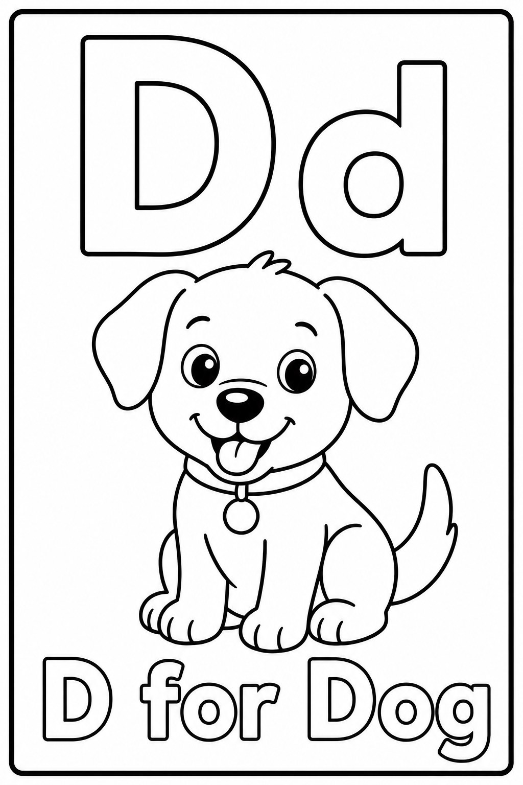 D for Dog coloring page