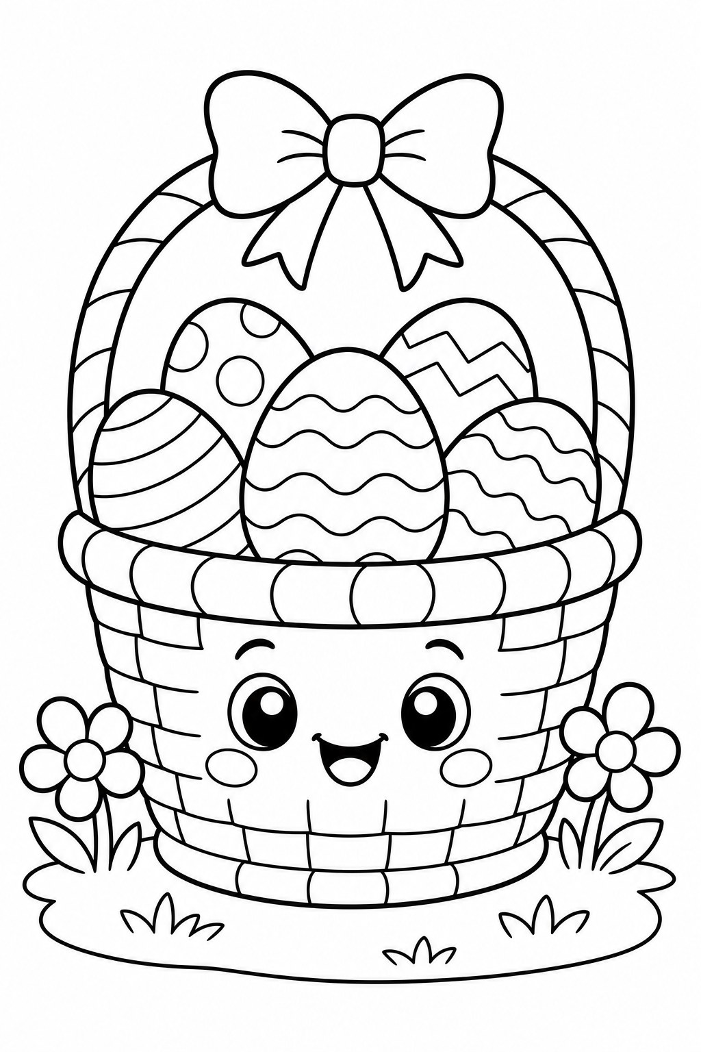 Easter Basket coloring page - free printable for kids