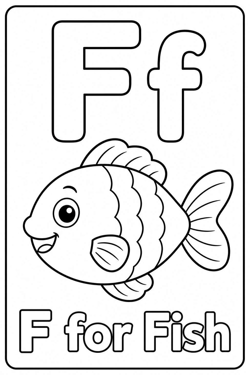 F for Fish coloring page