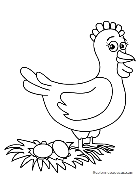 Hen coloring page
