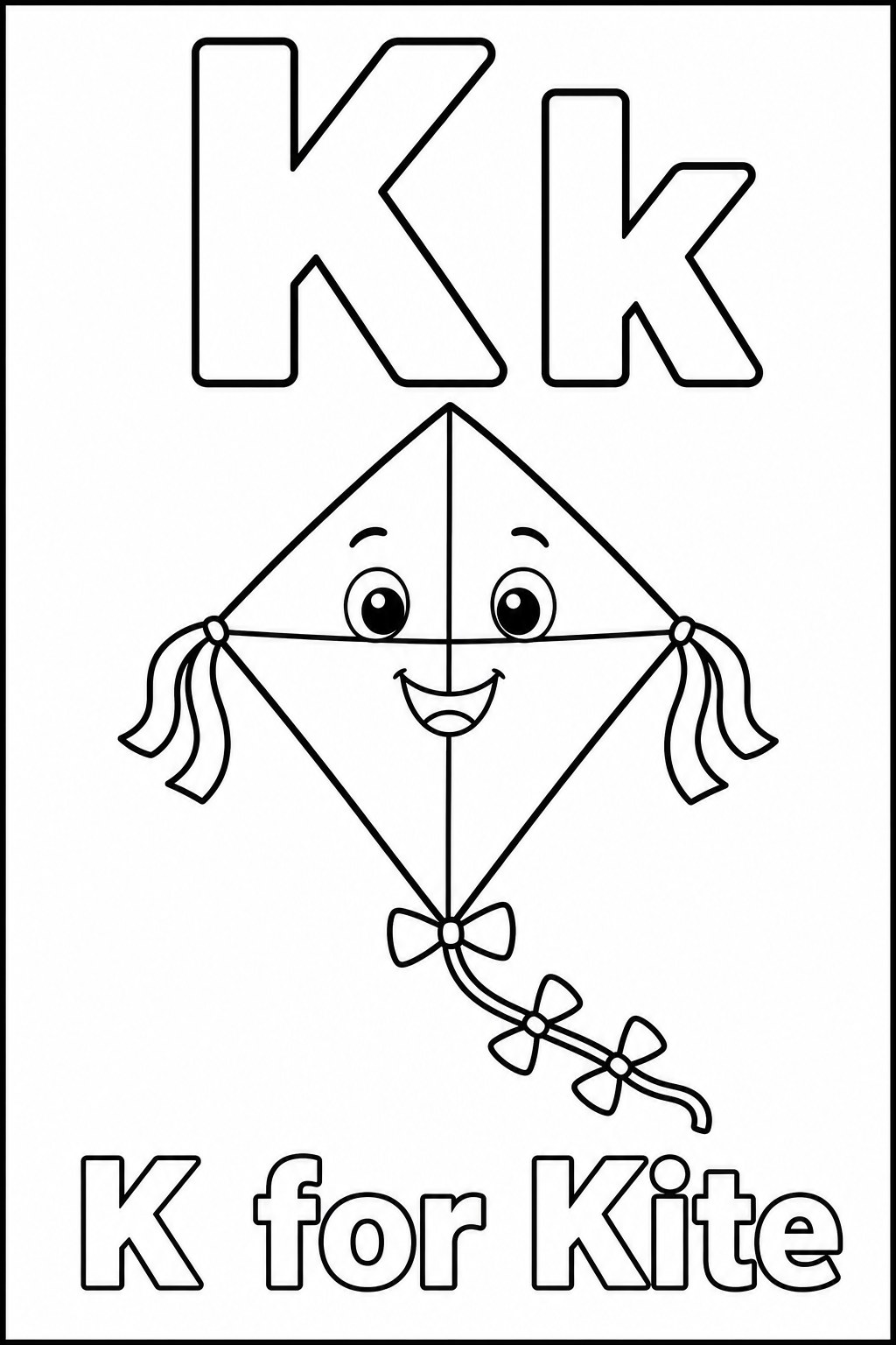 K for Kite coloring page