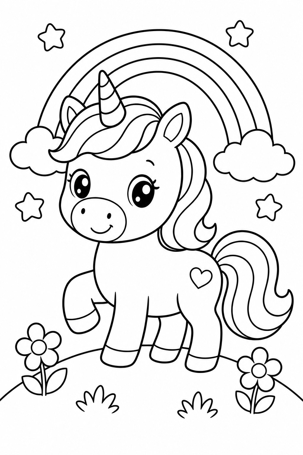 Kawaii Unicorns coloring page