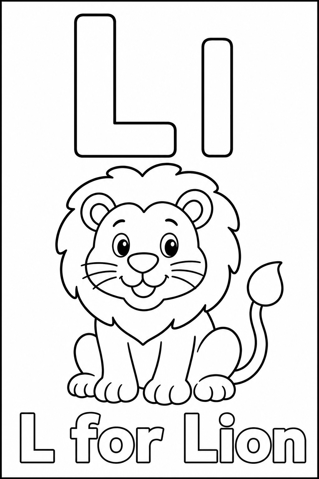 L for Lion coloring page