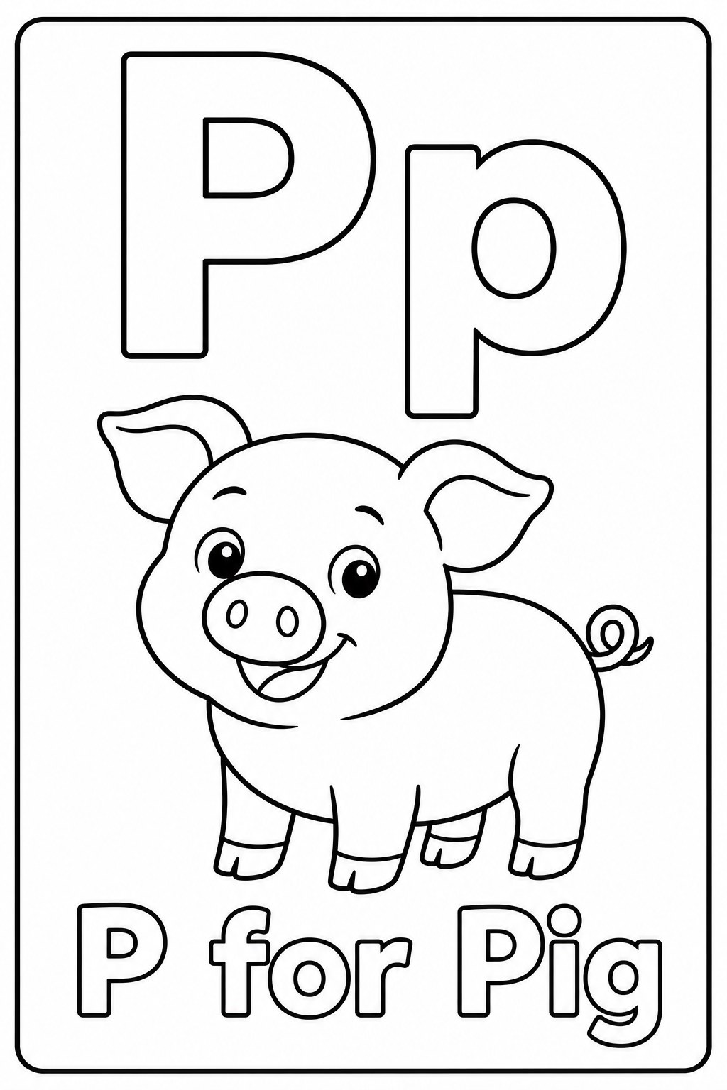 P for Pig coloring page