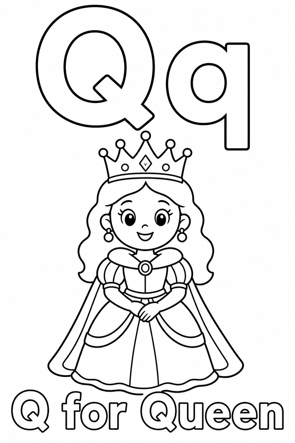 Q for Queen coloring page
