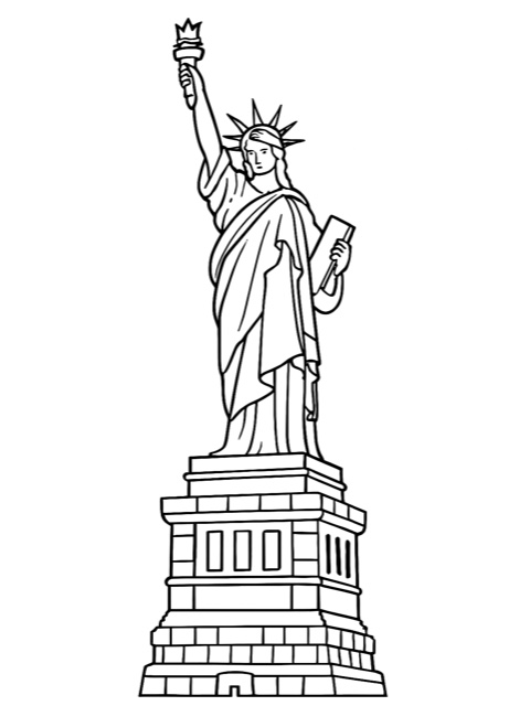 Statue of Liberty — Design 1 coloring page - free printable for kids