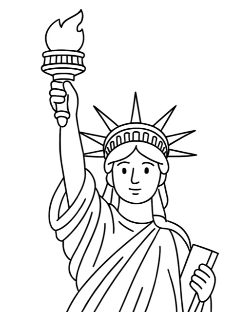 Statue of Liberty — Design 3 coloring page - free printable for kids