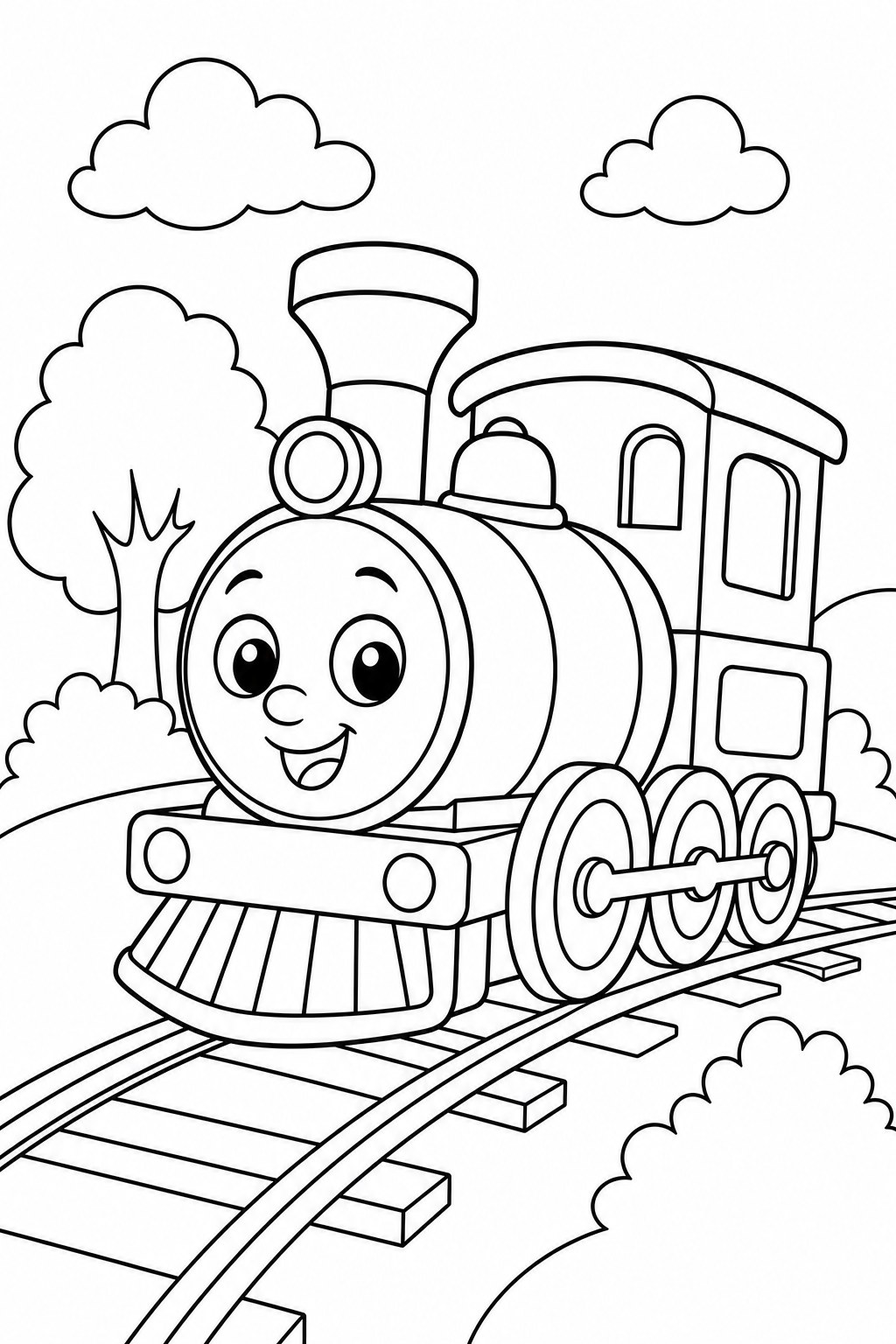 trains coloring page