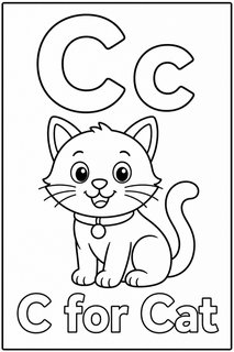 C for Cat coloring page