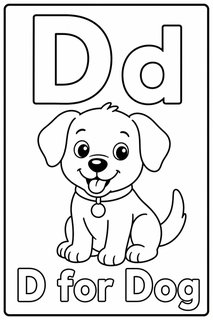 D for Dog coloring page