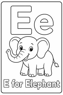 E for Elephant coloring page