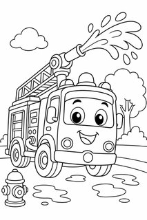 fire trucks 2 coloring page