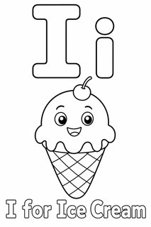 I for Ice Cream coloring page