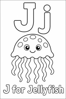 J for Jellyfish coloring page
