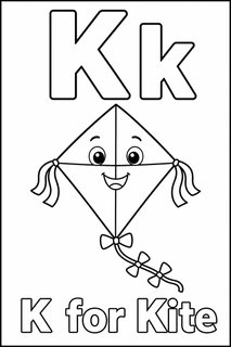 K for Kite coloring page