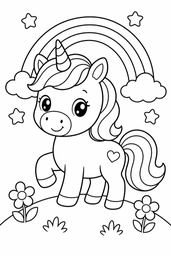 Kawaii Unicorns coloring page