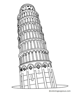 leaningtowerofpisa02 coloring page