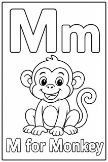 M for Monkey coloring page