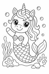 mermaid-unicorns coloring page
