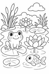pond with lotus coloring page