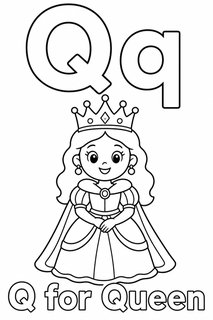 Q for Queen coloring page