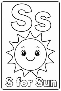 S for Sun coloring page