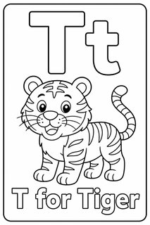 T for Tiger coloring page