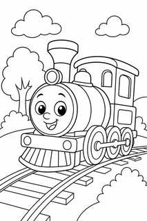 trains coloring page