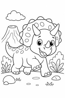 Triceratops, 2 coloring page