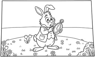 White Rabbit in the Garden coloring page