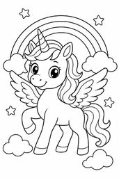 Winged unicorns coloring page